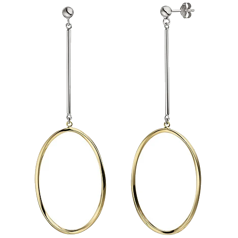 Ohrhänger lang 925 Silber bicolor vergoldet Ohrringe Ohrstecker