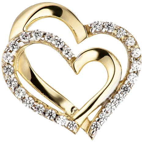Anhänger Herzen 333 Gold Gelbgold bicolor mit Zirkonia Goldanhänger Goldherz