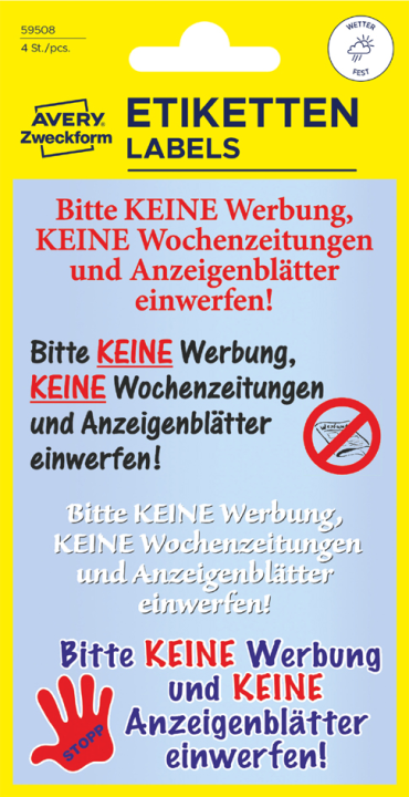 AVERY Zweckform Hinweisetikett , Bitte keine Werbung,