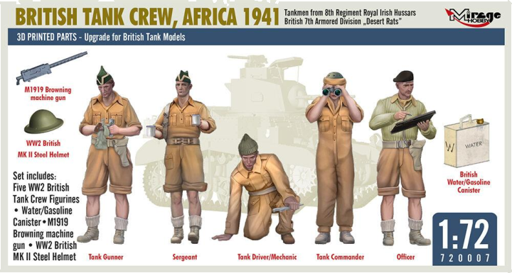 British Tank Crew, Africa 1941 - Tankmen from 8th Regiment Royal Irish Hussars British 7th Armored Division Desert Rats