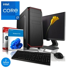 PC Set inkl. 24" Monitor Intel i7 4x 3.9Ghz 16GB RAM 256GB SSD 500GB Computer