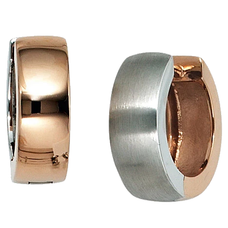 Creolen rund 585 Gold Weißgold Rotgold bicolor mattiert Ohrringe Goldcreolen