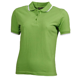 JAMES & NICHOLSON Damen Poloshirt Pique, hellgrün/weiß, S