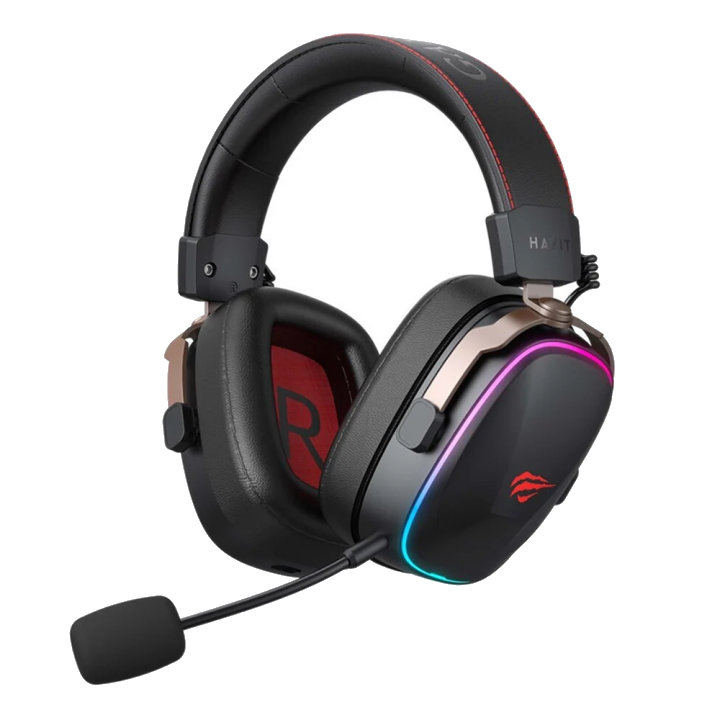 Gaming-Kopfhörer Wireless HAVIT H2039BG, RGB, BT / Wi-Fi / Kabelgebunden, Schwarz Ocker