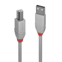Lindy 36682 USB Kabel USB 2.0 1 m USB A USB B Grau