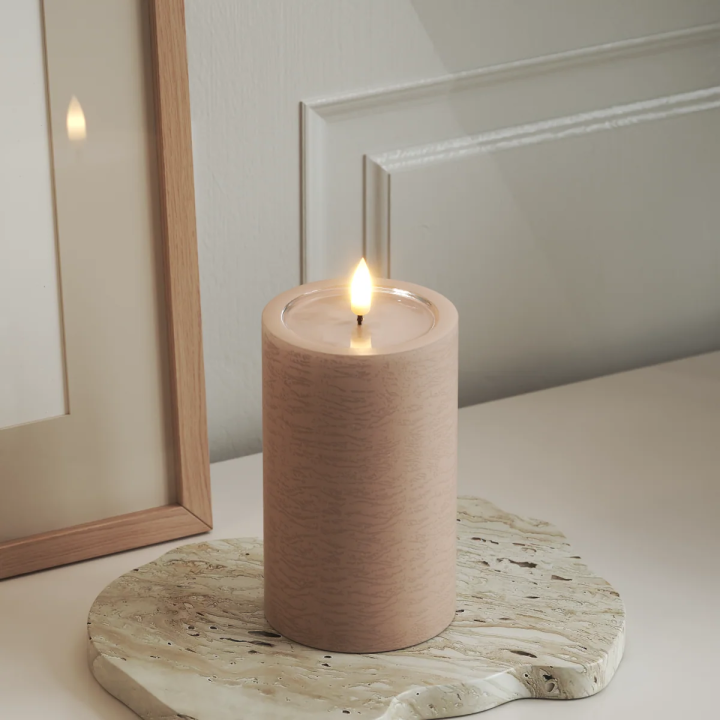 Unique LED-Blockkerzen D 7,5 x 12,5 cm Rosa