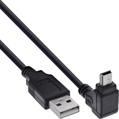 InLine® USB 2.0 Mini-Kabel, ST A/Mini-B ST (5pol) oben abgew. 90ï¿½, schwarz, 3m