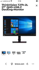 Lenovo ThinkVision T27h-2L 27 Zoll QHD USB-C Docking-Monitor Schwarz 62B1