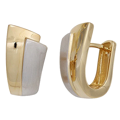 Creolen 585 Gold Gelbgold bicolor mattiert Ohrringe Goldohrringe Goldcreolen