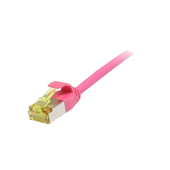 Synergy21 Patchkabel RJ45, CAT6A 500Mhz, 0,15m, magenta, U/FTP, slimline rund d=3,8mm, TPE/LSZH(Superflex), AWG32, mit CAT7 Rohkabel,