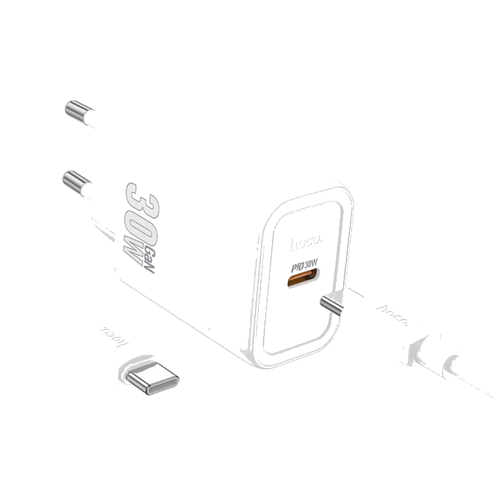 Netzladegerät mit USB-C Kabel HOCO N62, 30W, 3A, 1 x USB-C, Weiß