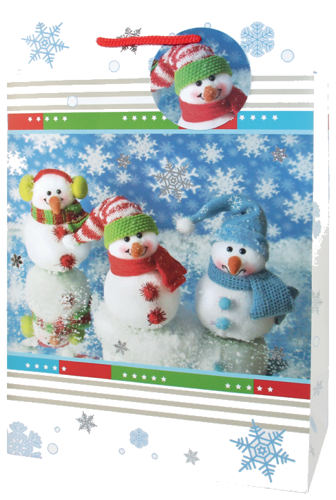 CACTUS Weihnachts-Geschenktüte , 3 Schneemänner, , groß