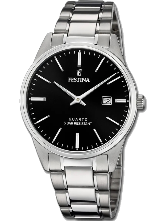 Festina Quarzuhr Herrenuhr Schwarz Edelstahlband 39,3 mm F20511/4