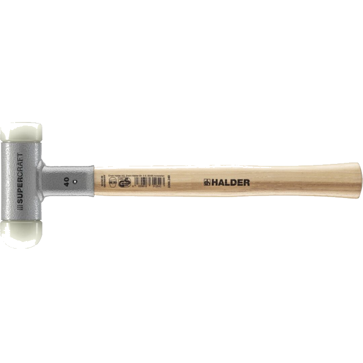 HALDER SUPERCRAFT Schonhammer Ø 40 mm rückschlagfrei mit Hickorystiel | Gravur möglich