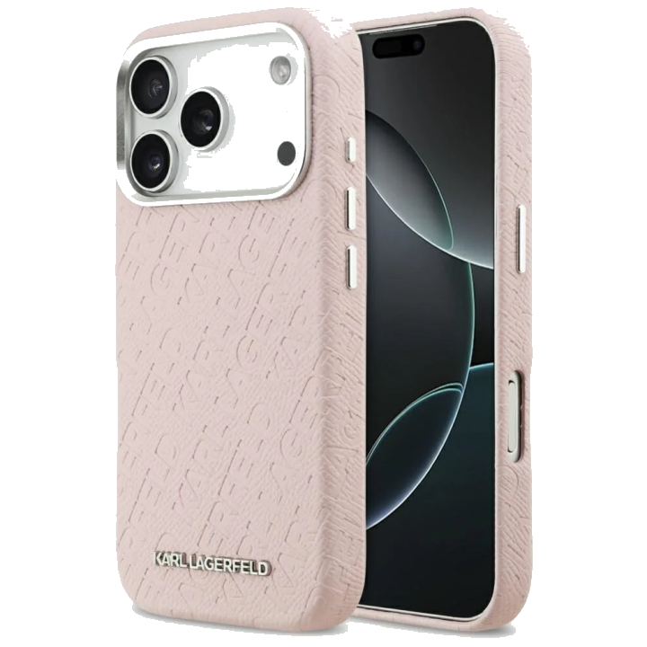 MagSafe Hülle für Apple iPhone 17 Pro Max, Karl Lagerfeld, FW Stamped Karl, Rosa