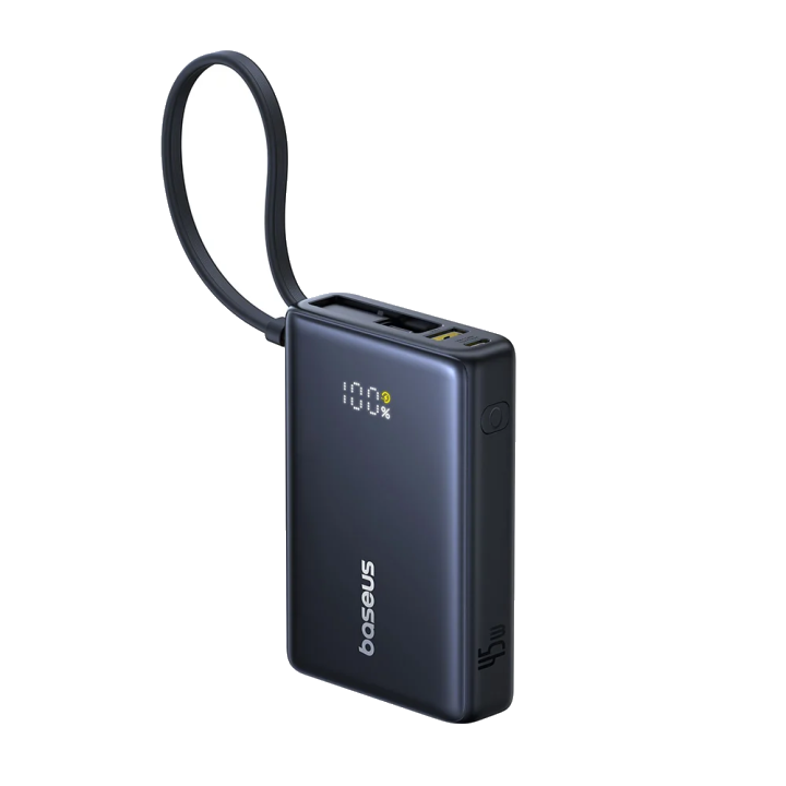 Externer Akku Baseus PicoGo, 10000mAh, 45W, QC + PD, 1 x USB-A - 2 x USB-C, Schwarz P10076803123-00