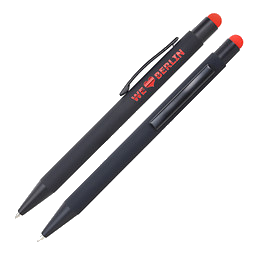 LANCE® Metall-Touch-Kugelschreiber Colour Line, schwarz/rot, farbige Glanzgravur in rot
