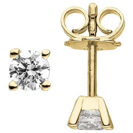Ohrstecker 585 Gold Gelbgold 2 Diamanten Brillanten 0 50 ct. Ohrringe