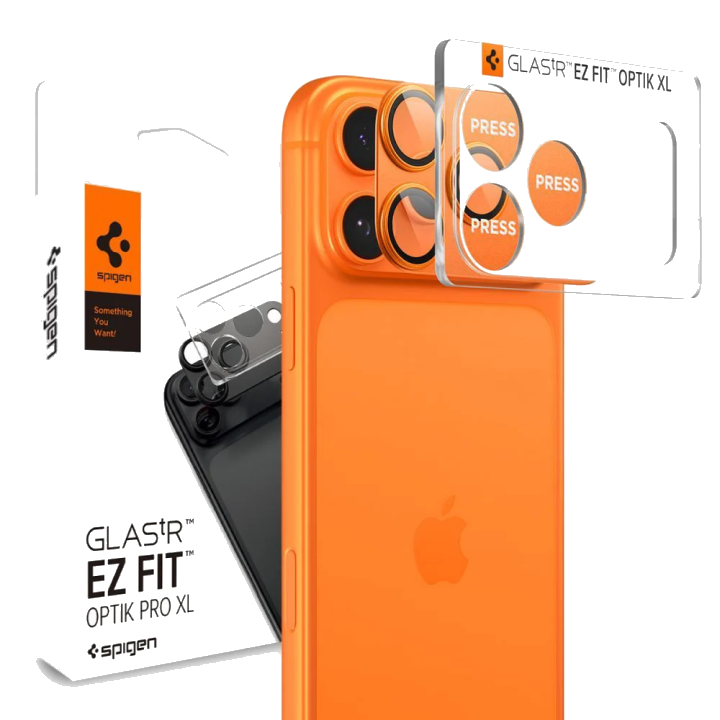 Schutzfolie Rückkamera Spigen GlastR EZ FIT Optik Pro XL für Apple iPhone 17 Pro, Gehärtetes Glas, Orange AGL10645