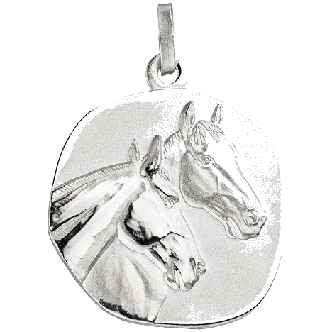 Anhänger Pferde Pferdeköpfe 925 Sterling Silber matt mattiert Silberanhänger