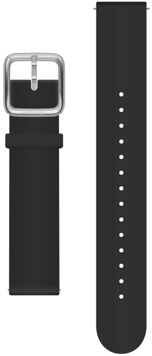Premium silicone Wristband black 18mm, silver buckle