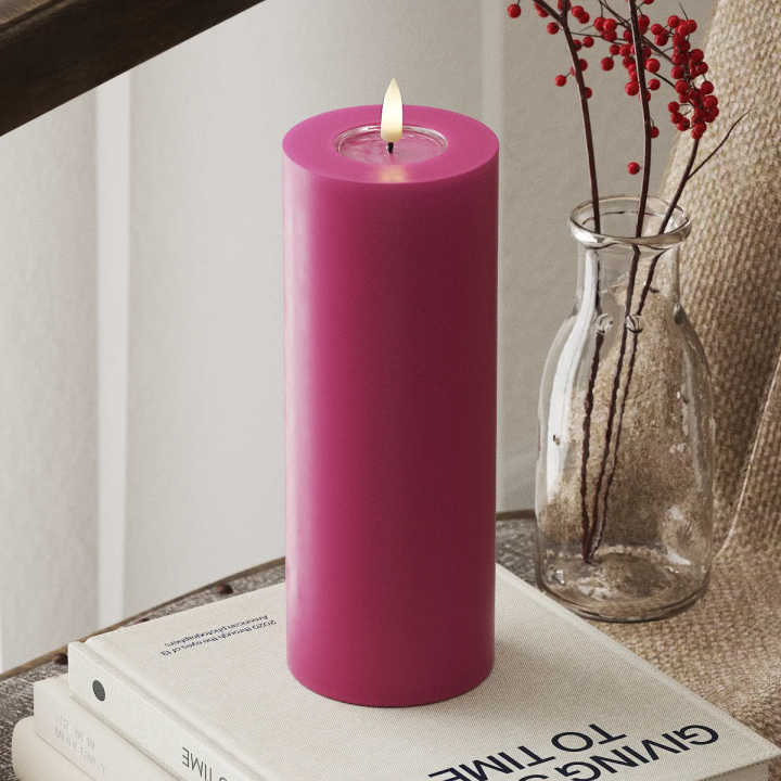 LED-Blockkerzen Ø 7,5 x 20 cm Magenta