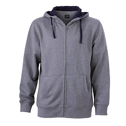 JAMES & NICHOLSON Unisex Sweat-Jacke mit Kapuze, grau, XXL
