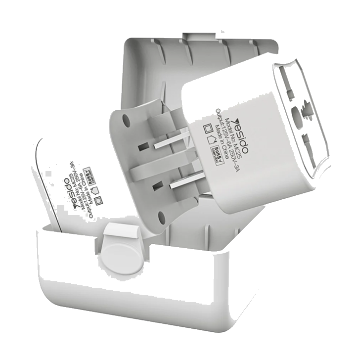 Netzwerkadapter Yesido MC25 Travel CN/ US / EU / UK, Weiß