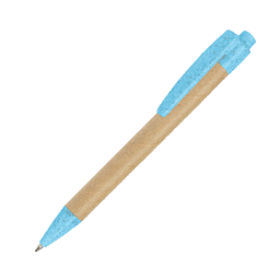 Kugelschreiber aus Karton und Weizenstroh, blaue Mine, hellblau