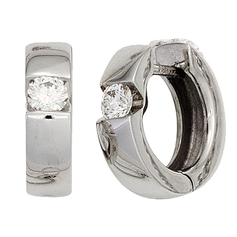 Creolen rund 585 Gold Weißgold 2 Diamanten Brillanten 0 30 ct. Ohrringe