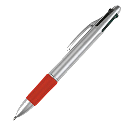 Vierfarb-Kugelschreiber Quattro, rot/silber