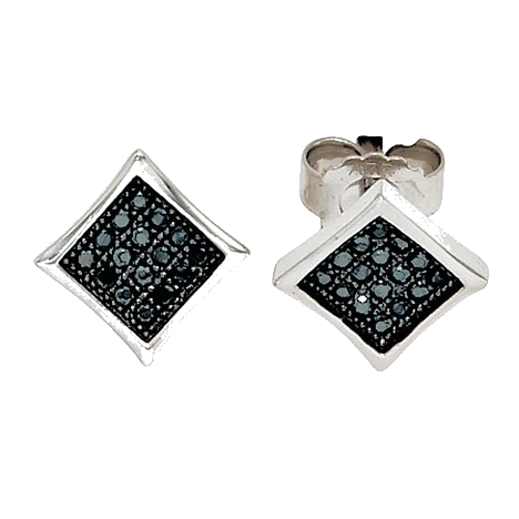 Ohrstecker quadratisch 925 Sterling Silber mit Zirkonia schwarz Ohrringe
