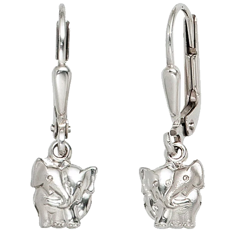 Kinder Boutons Elefant 925 Silber mattiert Ohrringe Ohrhänger Kinderohrringe