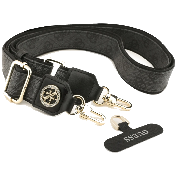 Guess 4G Strass Metall Logo Telefonkordel, Schwarz
