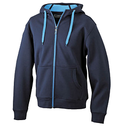 JAMES & NICHOLSON Unisex Jacke mit Kapuze, dunkelblau/hellblau, L
