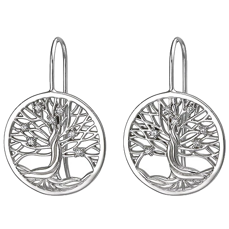 Ohrhänger Baum 925 Sterling Silber 14 Zirkonia Ohrringe Silberohrringe