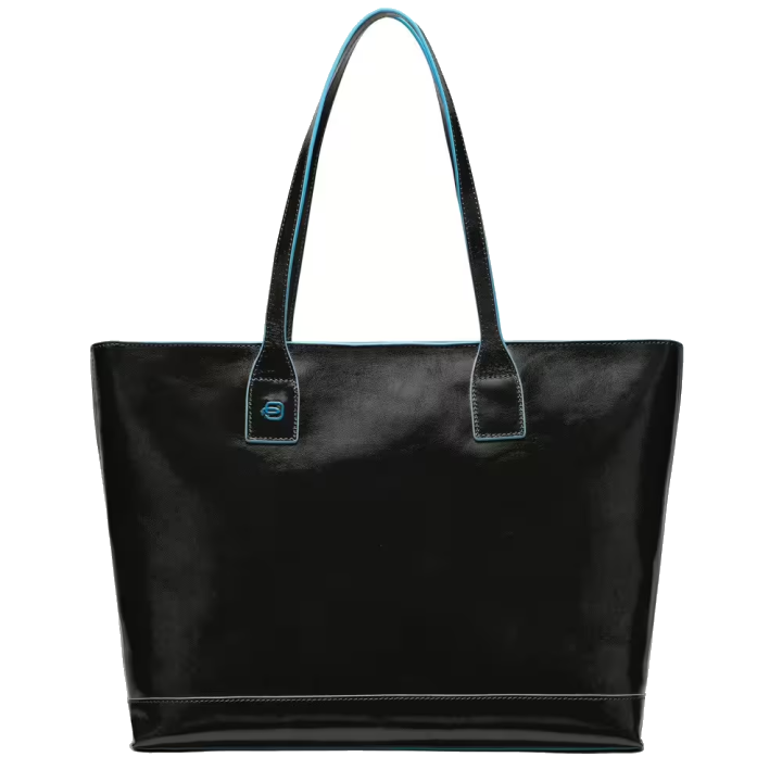 Piquadro Blue Square Shopping bag aus Leder Schwarz