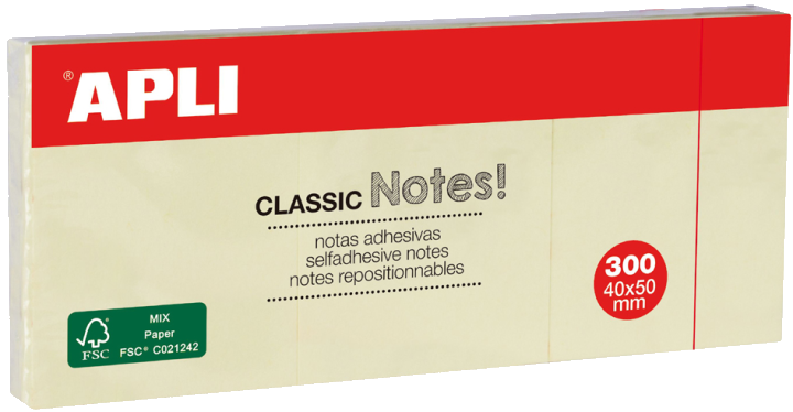 APLI Haftnotizen , CLASSIC Notes!, , 40 x 50 mm, gelb