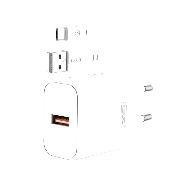Netzladegerät mit USB-C Kabel XO Design CE33, 18W, 3A, 1 x USB-A, Weiß