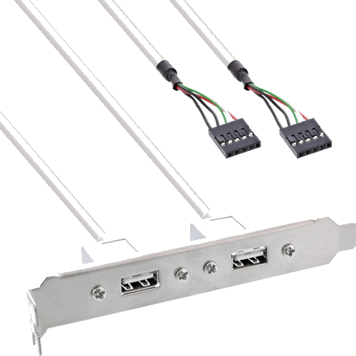 InLine® Slotblech USB 2.0, 2x USB Buchse auf 2x 5pol Pfostenverbinder, 0,3m