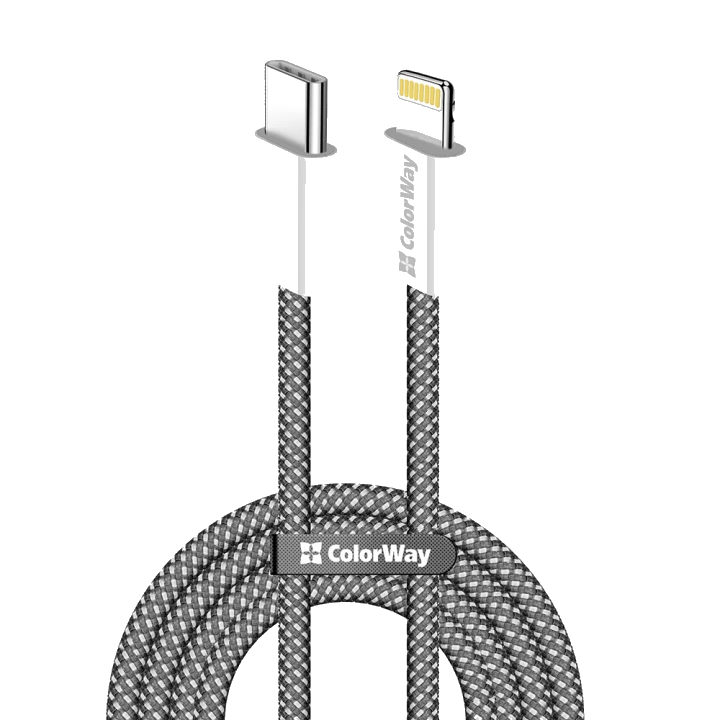 Daten- und Ladekabel USB-C - Lightning ColorWay CW-CBPDCL061, 27W, 1m, Schwarz