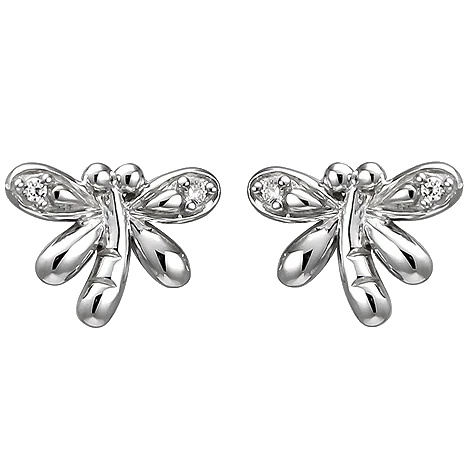 Kinder Ohrstecker Libelle 925 Sterling Silber 4 Zirkonia Ohrringe