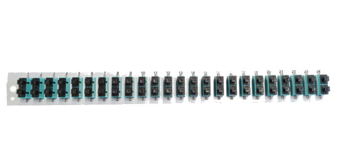 Glasfaser Verteiler Bestückte Frontblende mit 24 x SC Duplex, Kupplung OM3 vertikal, schwarz - 1 VPE = 50 St�ck