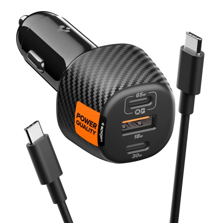 Auto-Ladegerät mit USB-C-Kabel Spigen EV1133, 113W, 3,25A, 1 x USB-A - 2 x USB-C, Schwarz ACP09543