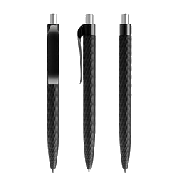 prodir® Kugelschreiber QS01 PMP Push, blaue Mine, schwarz/silber satiniert
