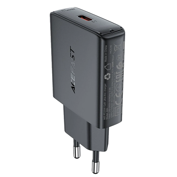 Netzladegerät Acefast A65, 20W, 3A, 1 x USB-C, Schwarz