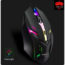 Computer Maus 4 Tasten PC kabelgebunden USB Gaming Gamer LED RGB 1600dpi schwarz