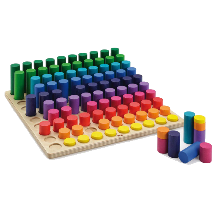 Erzi Lernspiel Mengenlehre (100-teilig) – Holz-Steckspiel zur Mathematik & Farbe...