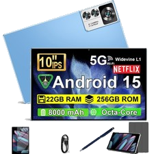 2026 Tablet PC Android15 22GB+256GB 10Zoll 8000mAh 1920X1200 Octa Core 5G WiFi