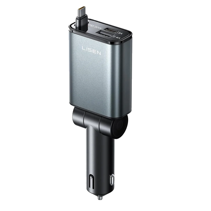 Auto-Ladegerät mit USB-C Kabel Lisen, 57W, 3A, 1 x USB-A - 1 x USB-C, Schwarz YL0325010016